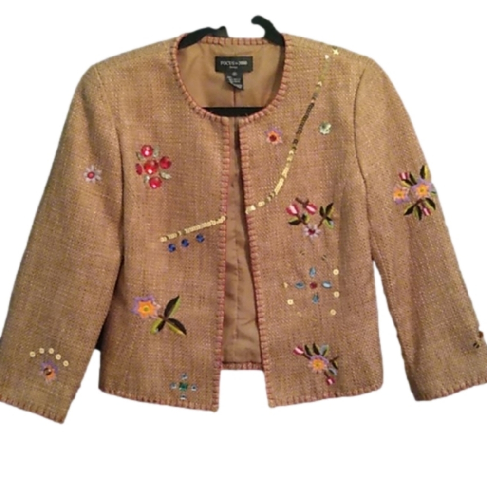 Focus 2000 embellished embroidered sequin blazer